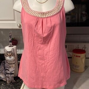 R womens Bay Studio casual solid pink sleeveless stretch top PL